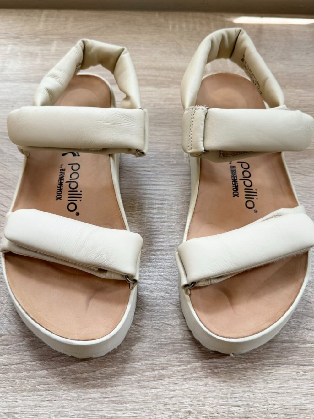 New Birkenstock Papillio Theda Wedge Sandals Ecru Cream Womens 7 // EUR 38